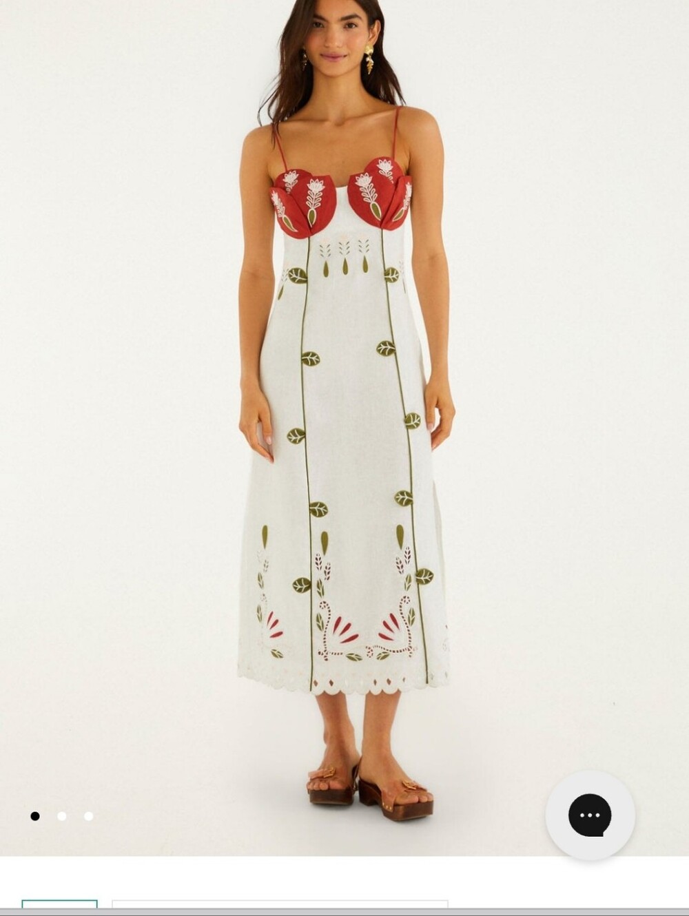 Farm Rio Off-White Tulip Richelieu Embroidered Mididress - Picture 4 of 4
